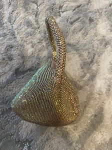 small gold Bucket embellished / sequin evening bag - Picture 1 of 9