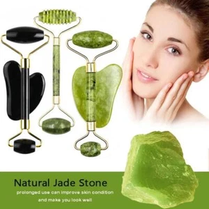 Guasha Natural Stone Massage Face Jade Roller Gua Sha Massage Tool Set for Spa B - Picture 1 of 34