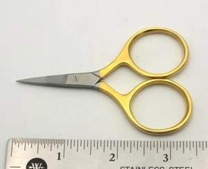 3.25" Fly Tying Scissors Straight Gold Handle Large Finger Loop Holes FF228S - Picture 1 of 1