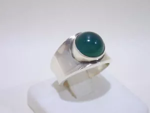 GEORG JENSEN #124 sterling silver ring with green agate size 5 - Picture 1 of 9