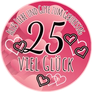 Tortenaufleger essbar aus Fondant rund 20cm durchmesser 25.Geburtstag - Bild 1 von 2
