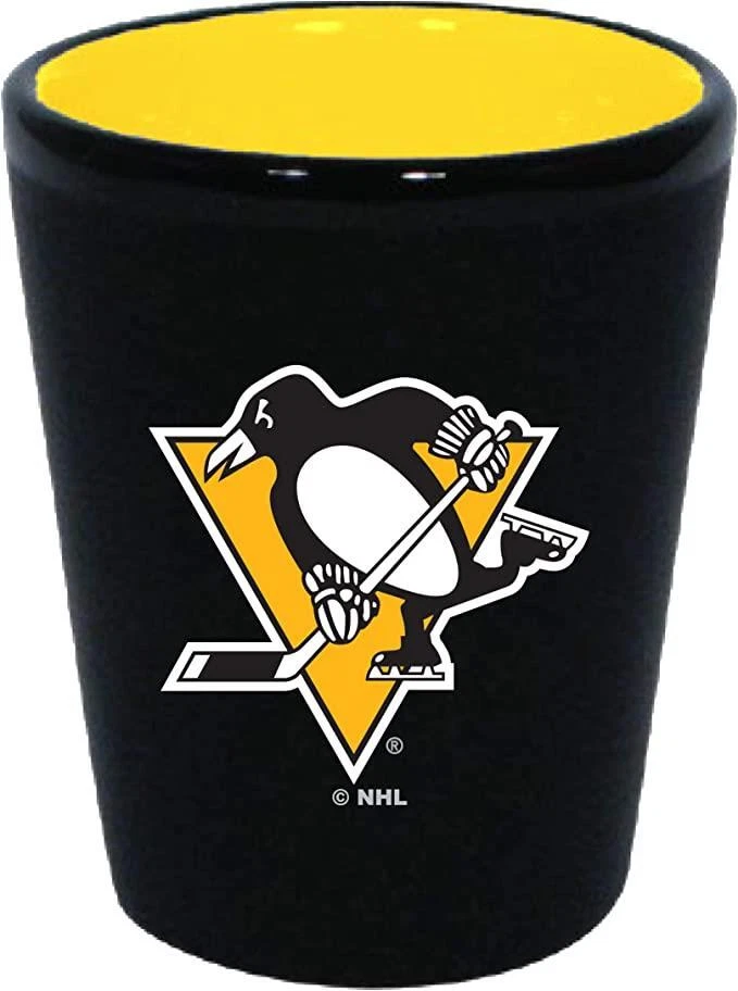 Pittsburgh Penguins vaso de chupito negro mate de 2 onzas [NUEVO] NHL vaso de pinta Foto 1 de 1