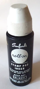 Vintage Sanford's Roll-on Stempelkissen Tinte Plastikflasche & Deckel Made in USA - Bild 1 von 6