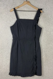Modcloth Dress Womens 10 Blue Gray Ruffle Party Wedding Preppy Office NEW - Picture 1 of 11