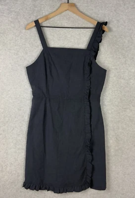 Modcloth Dress Womens 10 Blue Gray Ruffle Party Wedding Preppy Office NEW - Image 1 of 4