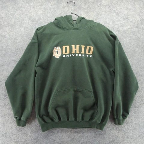 Ohio Bobcats Sweater Mens Large Green Hoodie Sweatshirt OU University College Cover