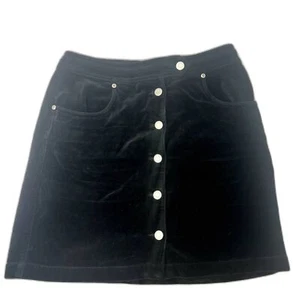 Minifalda Liz Claiborne Lizwear Terciopelo Terciopelo Abotonada Talla 8 Negra Occidental  - Imagen 1 de 5