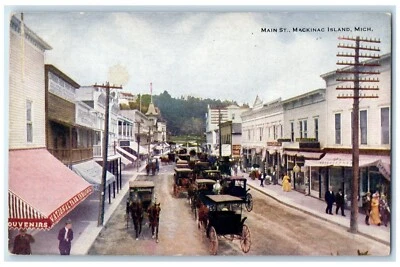 Mackinac Island Michigan MI Postcard Main Street View Dentist Horses Carriage - Image 1 of 2