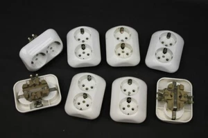 alte Steckdose Doppelsteckdose Unterputz Vintage weiß Schuko - Picture 1 of 9