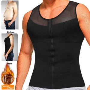 Men Slimming Body Shaper Sleeveless Vest Zipper Tank Top Undershirt Underwear - Picture 1 of 23