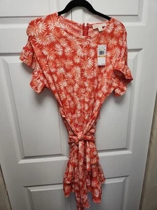 MICHAEL MICHAEL KORS Damen Kleid Palmen Rüschenärmel (S, Sangria) - Bild 1 von 5