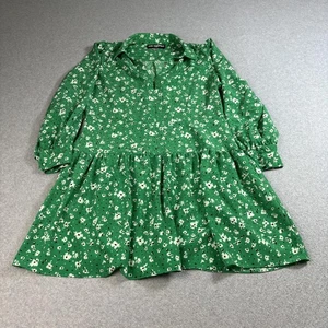 Karl Lagerfeld Paris Kleid Damen 14 Grün Blumen Rüschensaum Stufen Boho Artsy - Bild 1 von 10