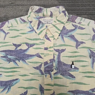 Винтажная гавайская рубашка Reyn Spooner размер L пуловер с принтом Faded Whale Dietrich Varez - Изображение 1 из 4