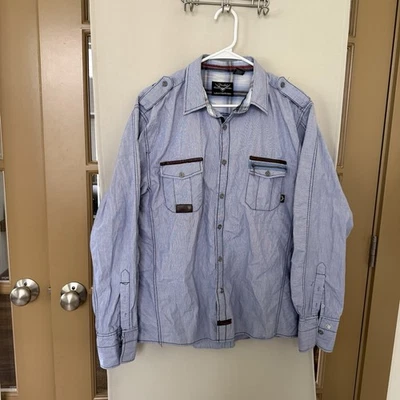 Camisa Fender By Rock & Roll Religion Para Hombre 2XL Azul Manga Larga Abotonada Foto 1 de 4