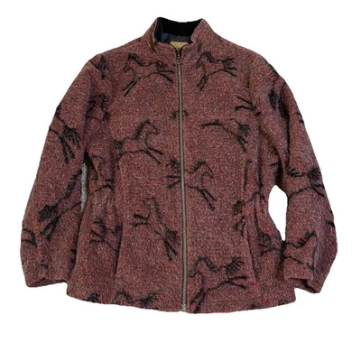 Vintage Tsunami Fleece Women’s Jacket All Over Horse Print Made In Canada - Image 1 of 4