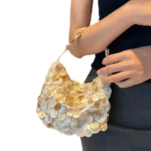 Shell Evening Bag Beaded Embellishment ABS Handbag Fashion Top Handle Purse - Picture 1 of 8