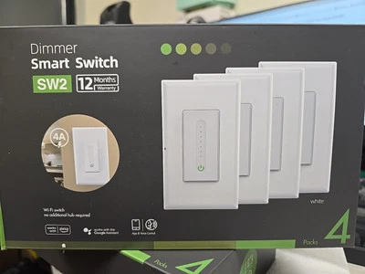 SHENZHEN 4 Pack Smart Home 2.4GHz WiFI Dimmer Light Switch-Alexa, Google Home Compatible