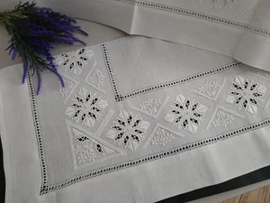 Bettwäsche Set aus reinem Leinen mit Stickerei Punto Antico und Vollstich Handarbeit - Bild 1 von 15