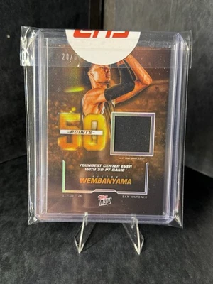 2024 Topps Now Victor Wembanyama #7a Gold Parallel 50pt. Game Relic Card 20/50 - Image 1 of 2