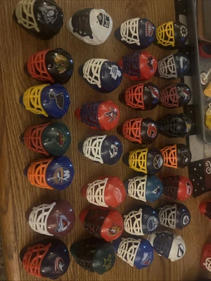 Franklin NHL Ice Hockey Mini Goalie Mask Tracker Fantasy 30 Team Helmets Old Lot - Image 1 of 4
