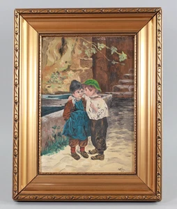 E. Lenz „Das Geheimnis“ Ölbild 48 × 37 cm 1929 Art Déco Original Gemälde - Picture 1 of 2