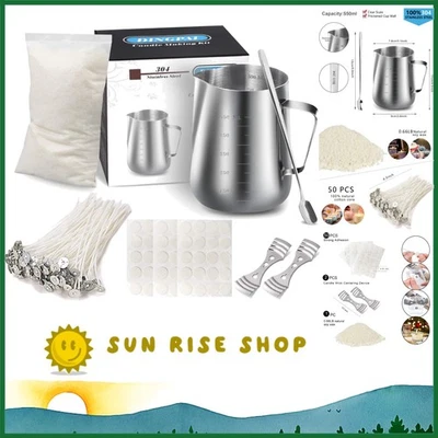 Элегантный набор для рукоделия со свечами: экологичный соевый воск, горшки и фитили для начинающих 550 мл - Изображение 1 из 4