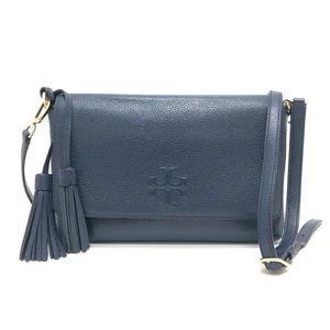 Tory Burch Logo fringe Shoulder Bag Leather blue/SilverHardware - Picture 1 of 13