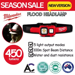New Milwaukee Hard Hat Headlamp Torch Light Safety Cordless 450lm Spot Head Lamp - Picture 1 of 8
