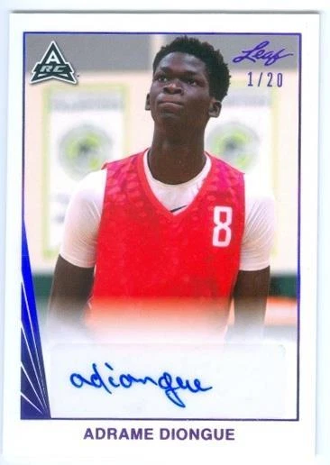 ADRAME DIONGUE "PURPLE ARC AUTOGRAPH CARD 1/20" LEAF MEMORIES BASKETBALL 2021-22 - Image 1 of 1