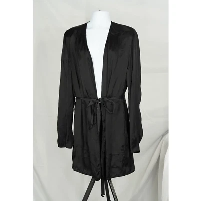 Rick Owens Black Cupro Belted Robe/Jacket Larry FW19 Size 42 / L - image 1 of 4