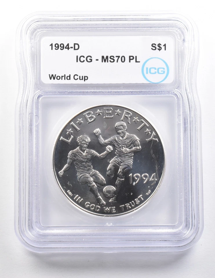 1994-D World Cup Commemorative Silver Dollar MS70 PL ICG - Image 1 of 3