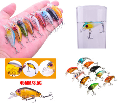9 x Small Mini Tiny Fishing Lures Bass CrankB...