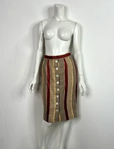 Vtg Dolce & Gabbana Striped Brown Linen Skirt S 40 - Picture 1 of 7