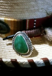 Handmade Native American Navajo Signed Varicite & Sterling Silver Size 7 Ring  - Picture 1 of 12