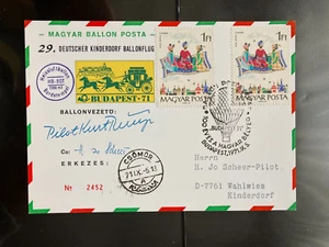 Ungarn 1971 Ballonpostkarte 29.Deutscher Kinderdorf Ballon HB-BOT - Bild 1 von 2