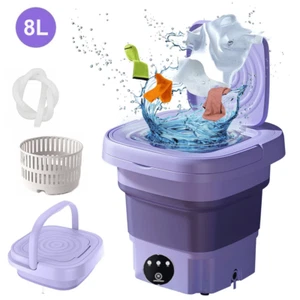 8L Portable Washing Machine Mini Washer Foldable Washer Spin Dryer Small Travel - Picture 1 of 13