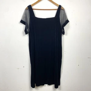 Vestido recto vintage años 90 Adrian Karen terciopelo negro EE. UU. 2x - Imagen 1 de 10