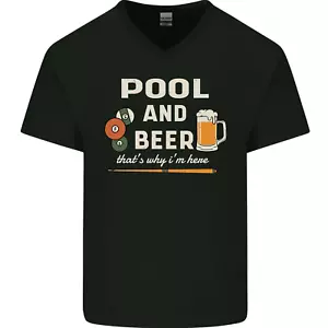 Camiseta de algodón con cuello en V Pool and Beer That's Why I'm Here para hombre - Imagen 1 de 7