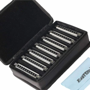 EASTTOP Harmonica set of 7-Pack 10Hole Blues harp mouth organ Diatonic Harmonica - Picture 1 of 6