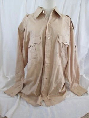 KNOCKOUT JEANS L BEIGE COTTON LONGSLEEVE BUTTONFRONT MEN'S CASUAL SHIRT - Image 1 of 4