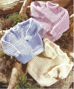 Jumper Cardigans 12 months to 12 years knitting pattern copy 12 ply Chunky - Picture 1 of 2