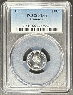 1962 Canada Ten Cents 10c PCGS PL-66, Buy 3 Items, Get $5 Off!! - Image 1 of 2