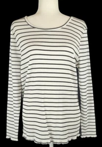 ELOQUII RUNDHALSAUSSCHNITT DAMEN OBERTEIL WEISS FARBE GESTREIFT LANGARM OBERTEIL PLUS NEU 11152A - Bild 1 von 12