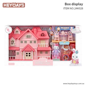 Kids Pretend Play Villa Courtyard Bunny Rabbit Pets and Accessories Toy Set Gift - Picture 1 of 6