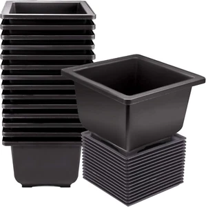 15 PCS 4.7 Inch Plant Pot, Square Plastic Bonsai Training Pots, Flower Succulent - Picture 1 of 7