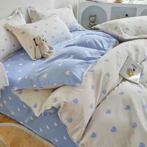 Duvet Cover Set for Boys and Girls Cute Sweetheart Flat Sheet Pillowcase Floral - Picture 1 of 44