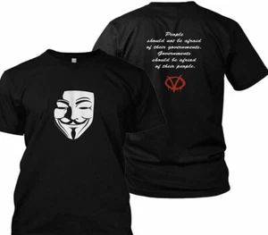 Anon Anonymous Anarchy Anarchist 2 sided T shirt Tee anti-government - Picture 1 of 1