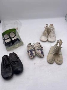 Lot 5 Vintage Pairs Baby Boots Shoes Victorian Leather Moccasins Beadwork Felt - Picture 1 of 9