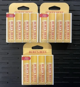 Burt's Bees Beeswax Lip Balm / Vitamin E & Peppermint - 3 Boxes (12 total) Burts - Picture 1 of 9