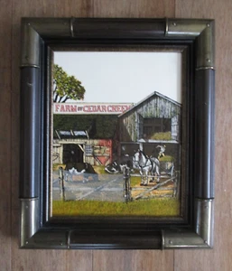 signed H. Hargrove Framed Serigraph Oil Painting Canvas FARM OF CEDAR CREEK - Picture 1 of 5